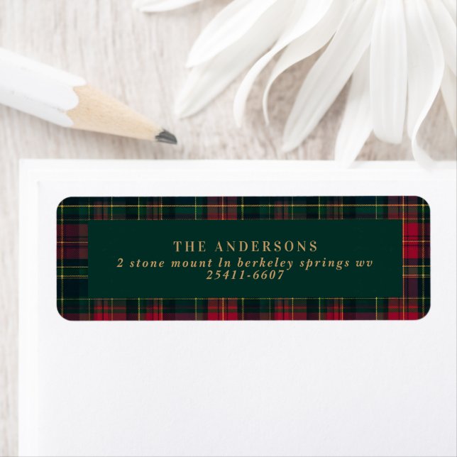 Etiqueta Elegant Tartan Plaid Family elegant Christmas (Insitu)