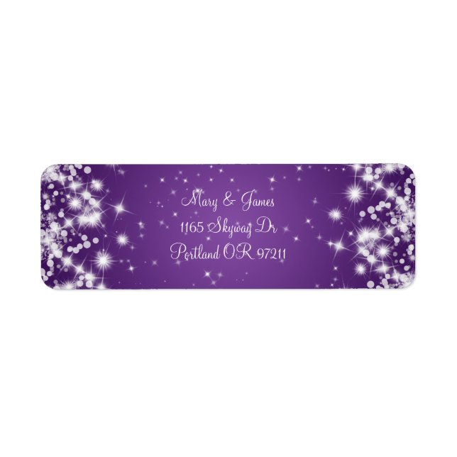 Etiqueta Elegant Wedding Address Winter Sparkle Purple (Frente)