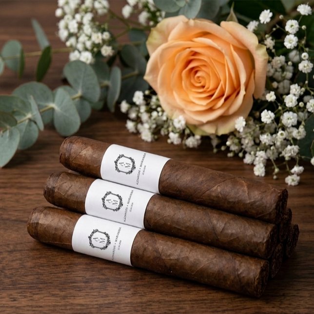 Etiqueta Elegant Wedding Monogram Cigar Bands Label (Criador carregado)