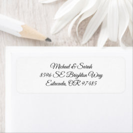 Etiqueta Elegant White and Black Return Address