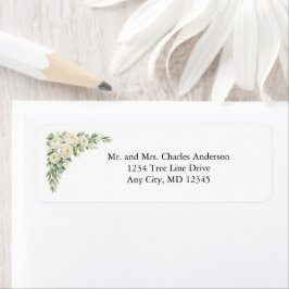 Etiqueta Elegant White Cream Florals Wedding Return Address