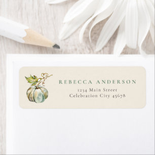 Etiqueta Elegante Abóbora Aquarela de Outono Endereço de De