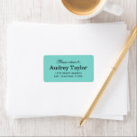 Etiqueta Elegante Aqua Blue Wedding Return Address<br><div class="desc">Design de etiqueta de endereço de retorno apresenta um estilo chic e sofisticado. Inclui "Voltar para" em uma fonte de script elegante e texto personalizado para o nome e o endereço de retorno da noiva. Esquema de cor azul,  preto e branco do ovo de Aqua / robin.</div>