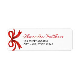 Etiqueta Elegante Arco Vermelho de Natal Endereço