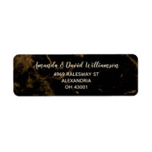 Elegante Black Dourado Marble Address