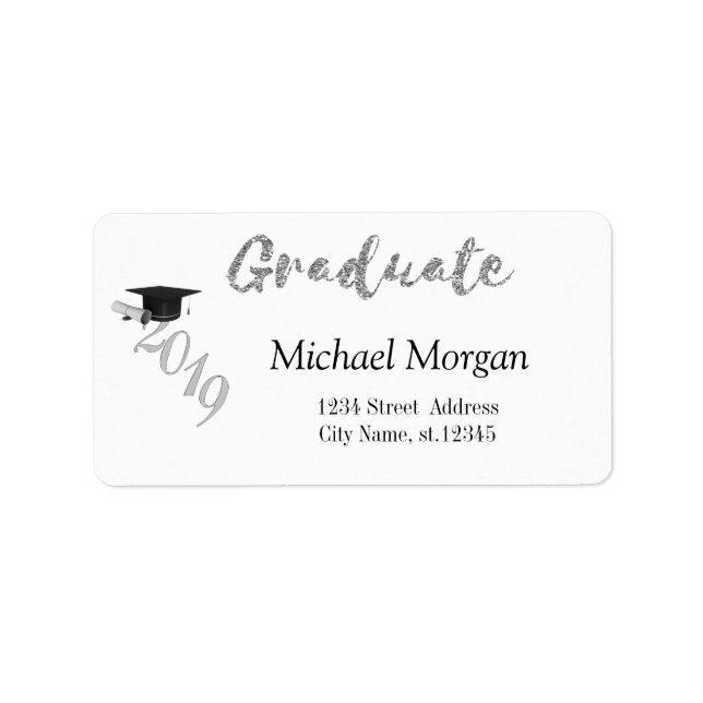 Etiqueta Elegante Boné de Formatura Prateado (Frente)