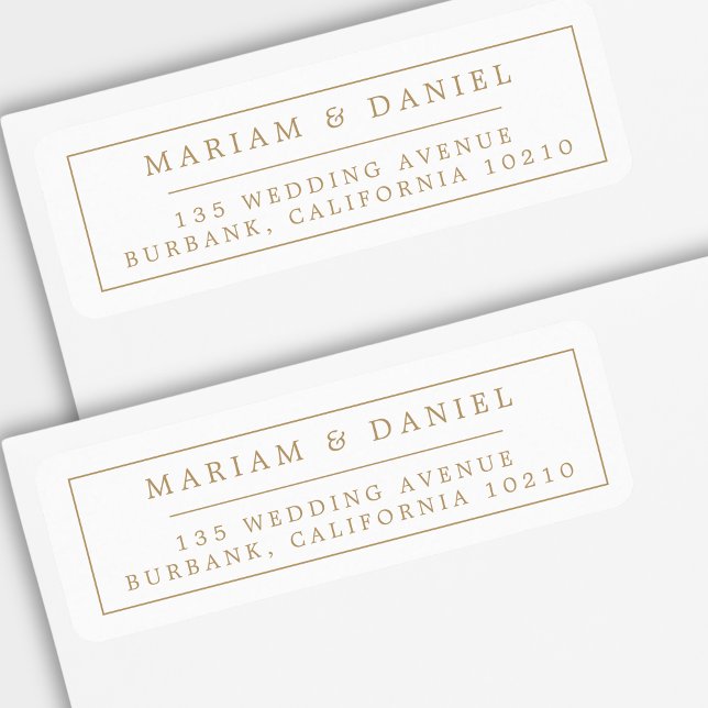 Etiqueta Elegante Borda Simples Dourada Endereço de Devoluç (Criador carregado)