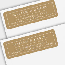 Elegante Borda Simples Dourada Endereço de Devoluç