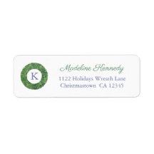 Elegante Boxwood Monograma Holidays Return Address