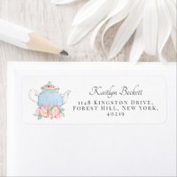 Elegante bule de chá floral em aquarela
