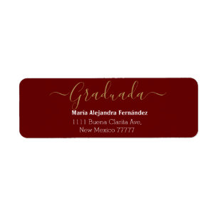 Etiqueta Elegante Burgundy Espanhol Ano de Conclusão Reto