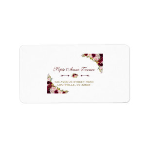 Etiqueta Elegante Burgundy Marsala Casamento outono Floral