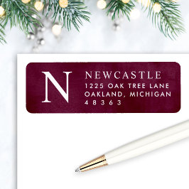 Etiqueta Elegante Burgundy Monograma Endereço de Retorno In