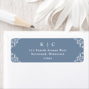 Etiqueta Elegante Casamento vintage Azul Dusty