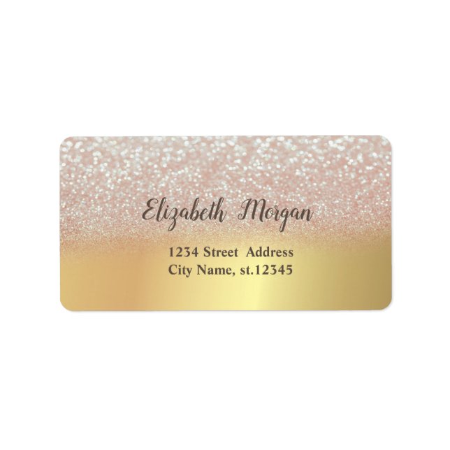 Etiqueta Elegante Chic Dourado, Glitter Ombre Bokeh (Frente)