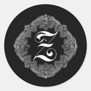 Etiqueta elegante da inicial Z do gótico