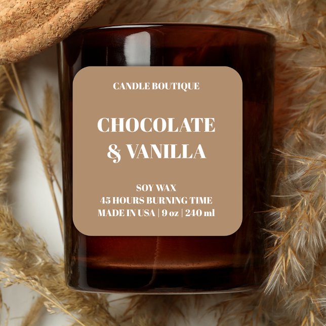 etiqueta elegante da vela floral castanha (Criador carregado)