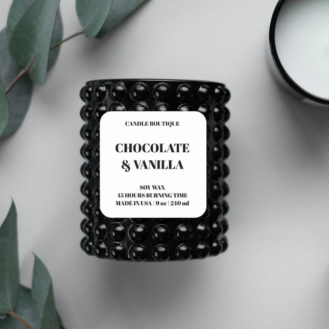 etiqueta elegante da vela preta e branca (Criador carregado)