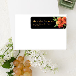 Etiqueta Elegante Dark Moody Orange Floral Address