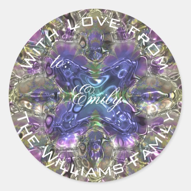 Etiqueta Elegante de Design caleidoscópico Roxo (Frente)