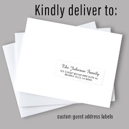 Etiqueta elegante de endereço individual branco pr