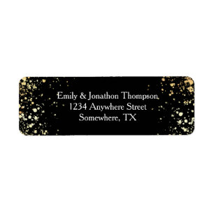 Etiqueta Elegante Dourado Confetti White Return Address Bla