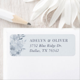 Etiqueta Elegante Dusty Blue Floral Endereço de Devolução