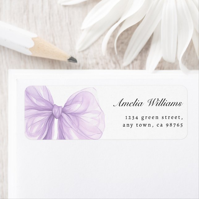 Etiqueta Elegante Endereço de Lavanda Transparente (Insitu)