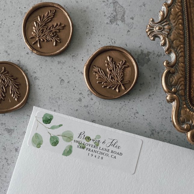 Etiqueta Elegante Endereço de Retorno de Eucalyptus Minimal (Criador carregado)