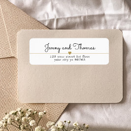 Etiqueta Elegante Envelope de Casamento com Coração e Linha