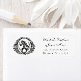 Etiqueta Elegante Equestrian Crest Horse Return Endereço