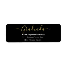 Etiqueta Elegante Espanhol Preto | Ano de Turma Personaliza