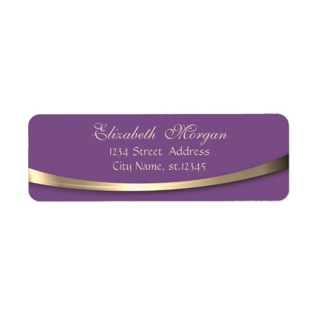 Etiqueta Elegante, Estiloso, Violeta, Dourado (Frente)