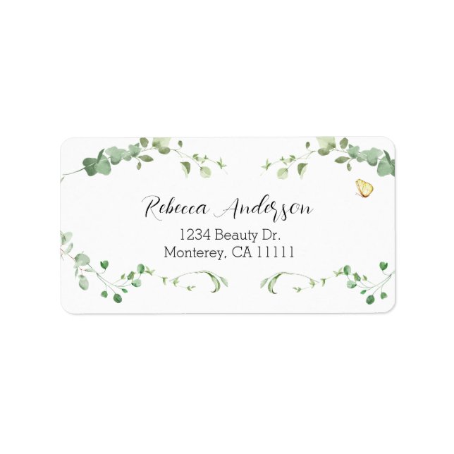 Etiqueta Elegante Eucalyptus Greenery Bridal (Frente)