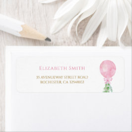 Etiqueta Elegante Eucalyptus Pink Balloon Return Endereço