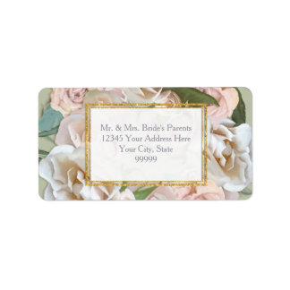 Etiqueta Elegante Floral Rosa Wreath Dourada Glitter Return