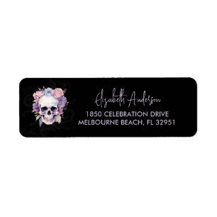 Etiqueta Elegante Floral & Skull Gothic personalizado