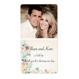 Etiqueta Elegante, Flores da Primavera, Vinho de Casamento,