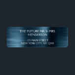 Etiqueta Elegante Folha Metálica Azul Moderno Casamento<br><div class="desc">Rótulo de Endereço de Devolução de Casamento Azul Elegante e Moderno. O texto deste adesivo de letra manuscrita com pincel pode ser atualizado e personalizado com seu nome. Este rótulo de endereço de devolução faz parte de uma coleção de casamento correspondente e itens adicionais correspondentes podem ser solicitados entrando em...</div>