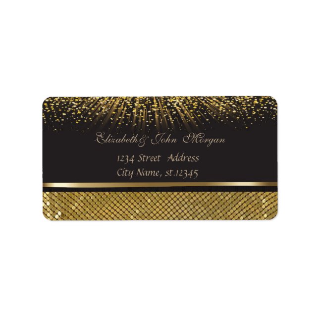 Etiqueta Elegante Glamouroso  Sofisticado Preto  Brilhante, (Frente)