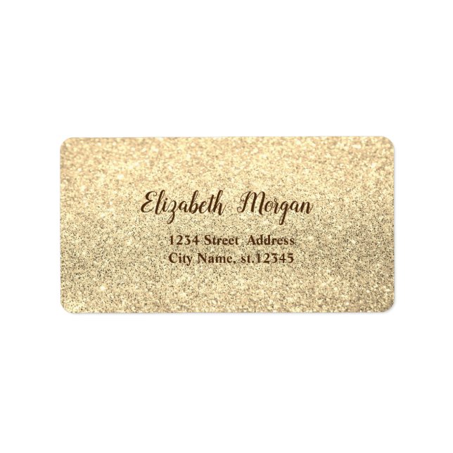 Etiqueta Elegante Glitter Dourado com Estilo, Bokeh (Frente)