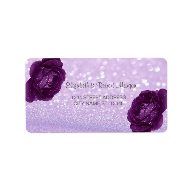 Etiqueta Elegante Glittery Bokeh, Rosa Wedle Label (Frente)