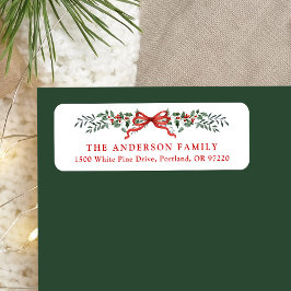 Etiqueta Elegante Holly Berries Arco Endereço de devolução 