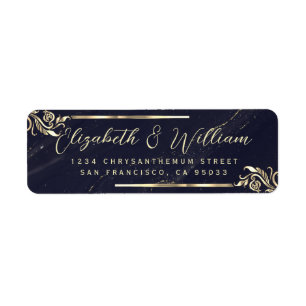 Etiqueta Elegante luxe Dourado Frame & Marble Return Addres
