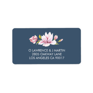 Etiqueta Elegante Magnolia Floral Watercolor
