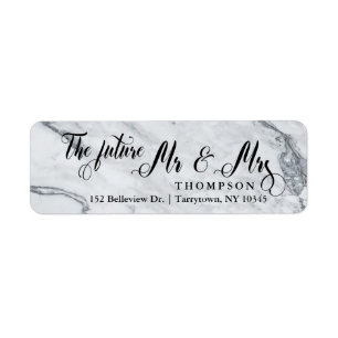 Etiqueta Elegante Marble Script O Futuro Sr. e Sra