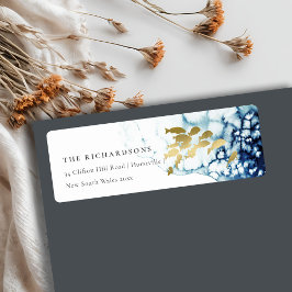 ETIQUETA ELEGANTE MARINHO DOURADO SUBÁGUA ENDEREÇO DE PEIXE