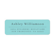 Elegante Mínimo Endereço de Retorno Azul Turquesa 