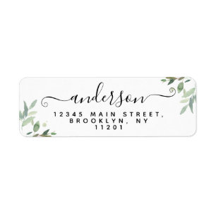 Etiqueta Elegante Moderno Script Sobrenome Negro Verde