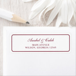 Etiqueta Elegante Moldura de Casamento em Burgundy Endereço